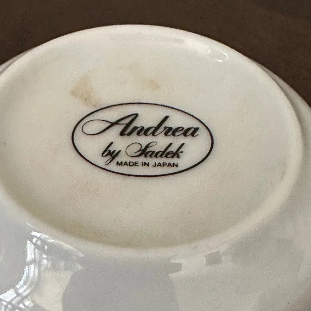 Andrea by Sadek Teacup Saucer‎ Fruit Pattern Gold Trim Made in Japan Porcelain